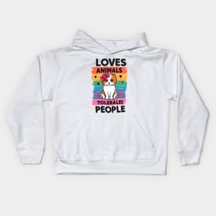 loves animals tolerates people quote Cat Lover & Dog Love Kids Hoodie